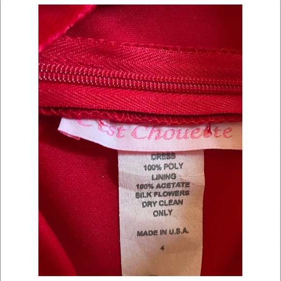 NWOT Girls C’est Chouette Red Velvet Holiday Special Occasion Dress - Size 4 - Picture 3 of 3